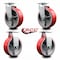 Service Caster 6 Inch Red Poly on Cast Iron Caster Set with Roller Bearings 2 Swivel 2 Rigid SCC-20S620-PUR-RS-2-R-2 - alternate 7